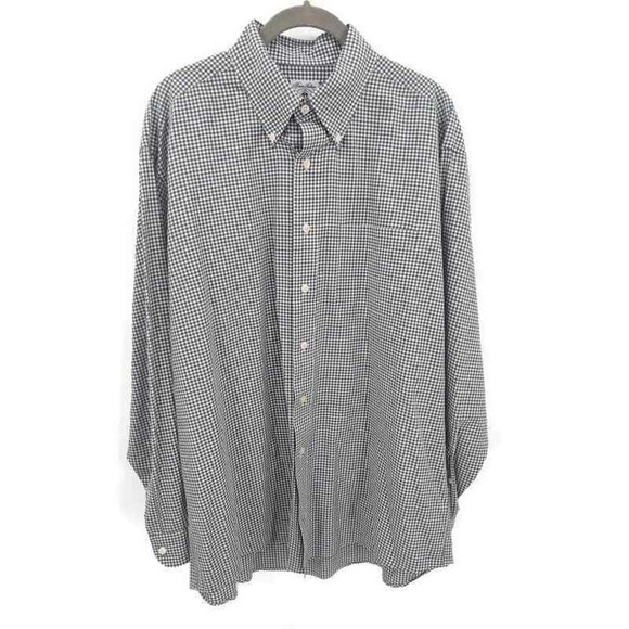 Brooks Brothers sport shirt tiny check blue green white button up in large - Picture 1 of 3